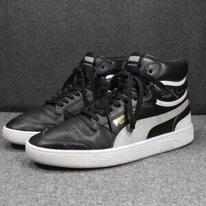 Puma Ralph Sampson Mid Black Grey Sneakers, Mens Size 8 Womens Size 9.5